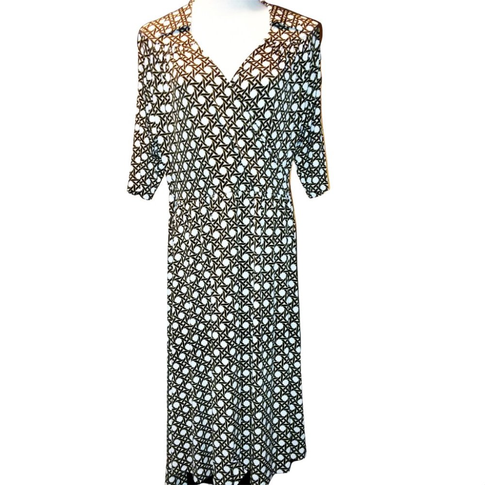 Talbot Wrap Brown and White Dress